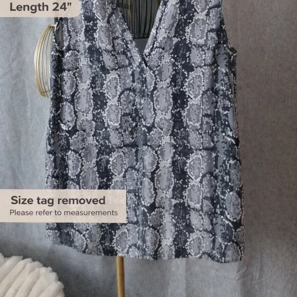 Joie Corette 100% Silk Snake Print Sleeveless Top Size S V-Neck Tank - Picture 2 of 5